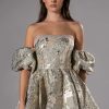 Mini Dresses * | Eloise Off The Shoulder Brocade Mini Dress Ivory Multi