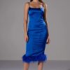 Sexy Dresses * | Isla Feather Detail Midi Dress Royal Blue