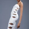 Sexy Dresses * | All Ruched Up Mesh Midi Tube Dress White