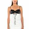 Mini Dresses * | Gallery Hopping Layered Satin Mini Dress White Black