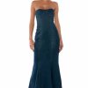 Maxi Dresses * | Dinner Date Vibe Flare Denim Maxi Dress Dark Blue