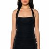 Mini Dresses * | Ruched Halter Mini Dress Black