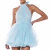 Sexy Dresses * | Darling Diva Tulle Halter Neck Mini Dress In Light Blue