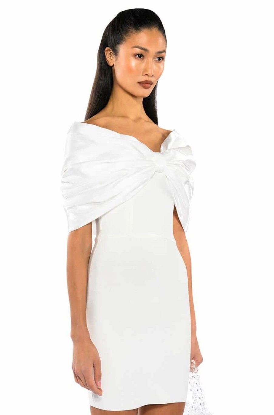 Mini Dresses * | Zuri Statement Bow Bandage Mini Dress White