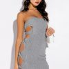 Sexy Dresses * | Side Detail Sweater Tube Dress Heather Grey