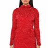 Sexy Dresses * | Beautiful Soul Bubble Stretch Long Sleeve Mini Dress Red