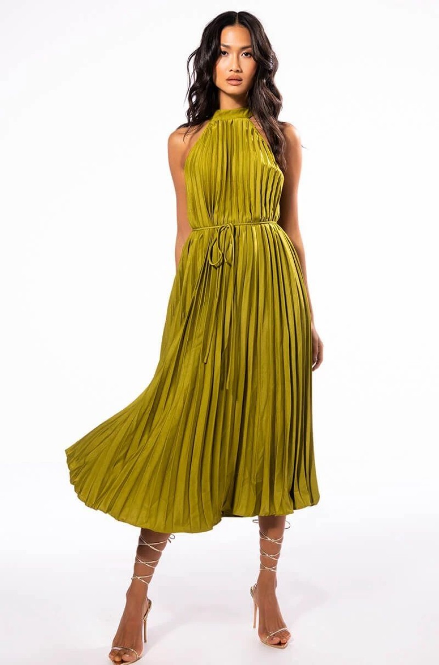 Maxi Dresses * | Go To Town Pleated Maxi Dress Green