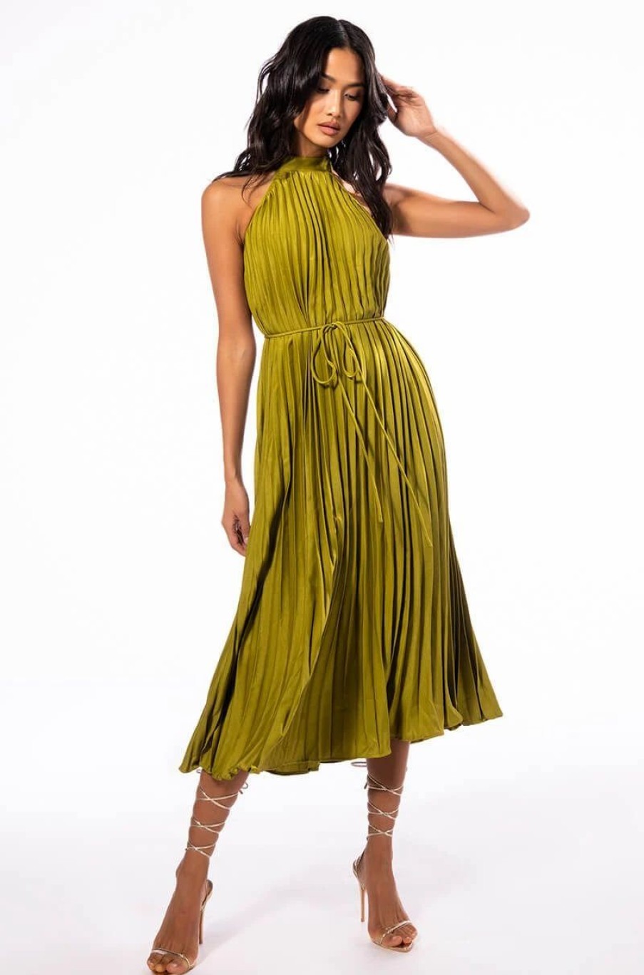 Maxi Dresses * | Go To Town Pleated Maxi Dress Green