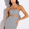 Sexy Dresses * | My Way Halter Mini Dress Heather Grey