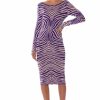 Sexy Dresses * | Endless Feelings Printed Knit Midi Dress Purple Multi