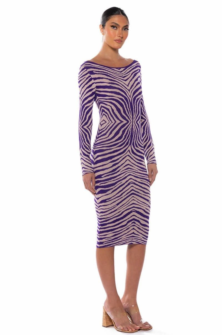 Sexy Dresses * | Endless Feelings Printed Knit Midi Dress Purple Multi