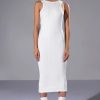 Sexy Dresses * | Pop Out Backless High Neck Knit Midi Dress White