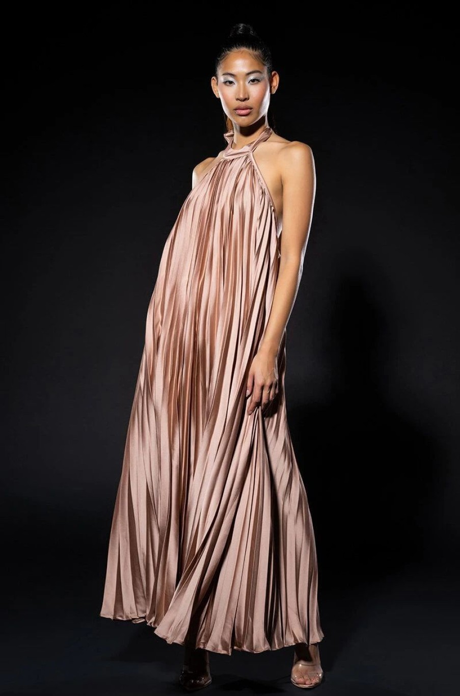 Maxi Dresses * | Make Me Sway Pleated Halter Maxi Dress