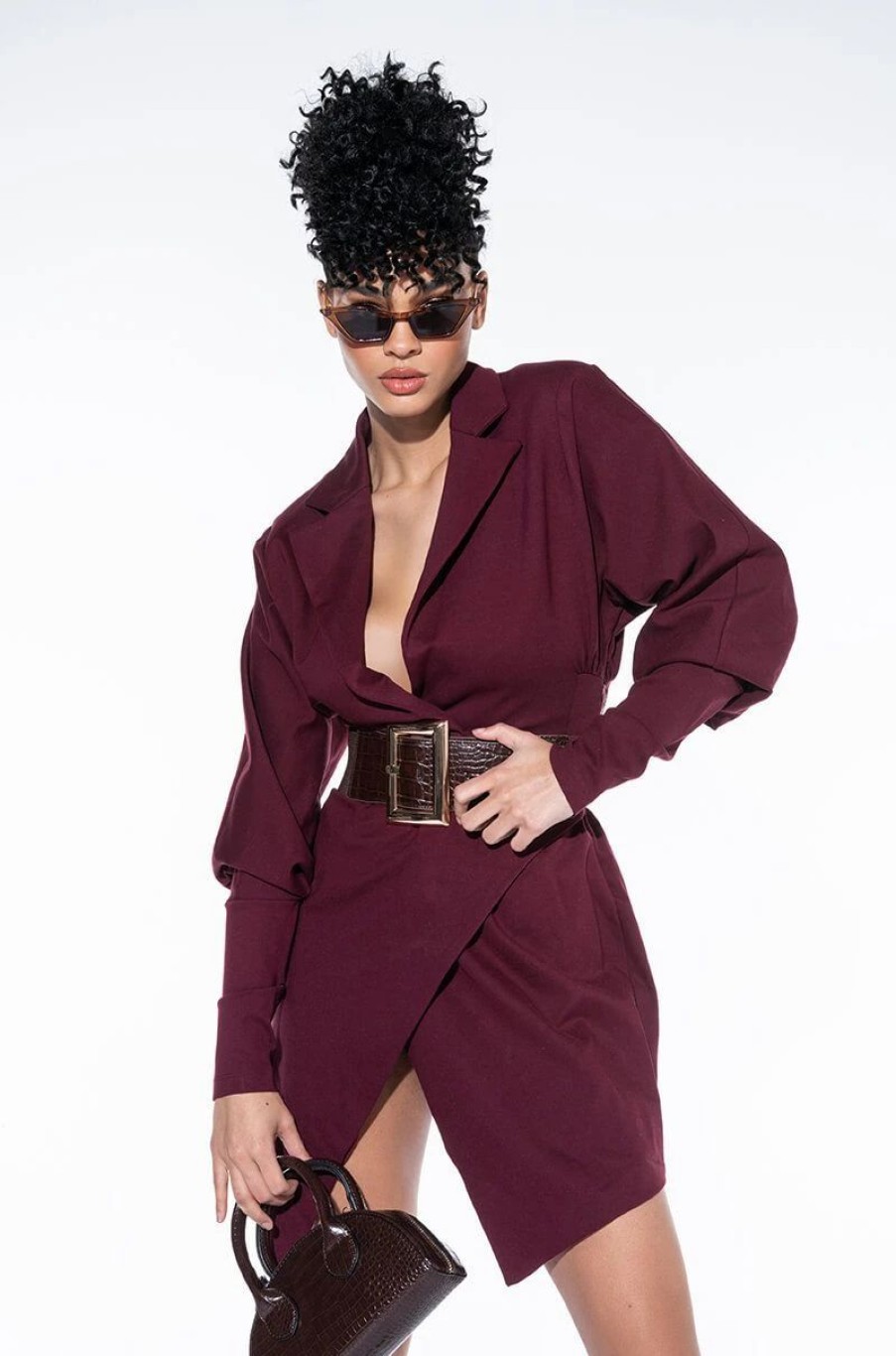 Mini Dresses * | Bea Alert Stretch Blazer Dress Burgundy