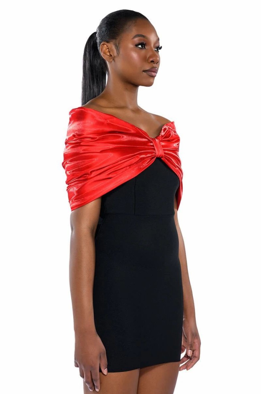 Mini Dresses * | Zuri Statement Bow Bandage Mini Dress Black Red