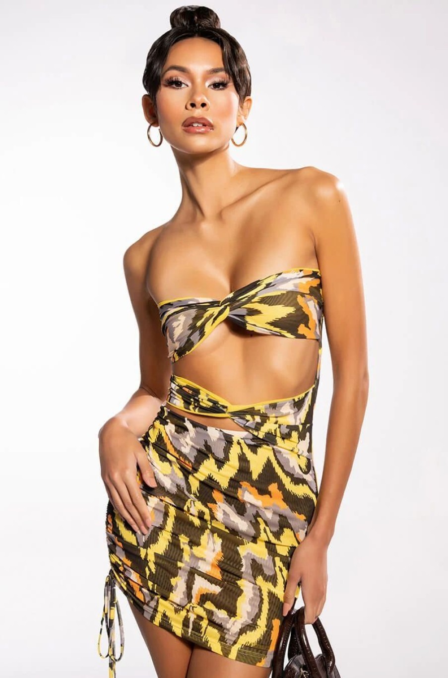 Sexy Dresses * | No Need For Drama Mini Dress With Cut Outs Yellow Multi