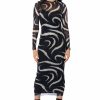 Sexy Dresses * | Wish You Knew Mesh Long Sleeve Midi Dress Black Multi