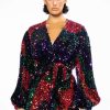 Mini Dresses * | On My Time Sequin Wrap Mini Dress Multi