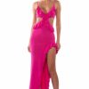 Sexy Dresses * | Happy Spirits Ruffle Knit Maxi Dress Fuchsia