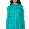 Mini Dresses * | Elsie Feather Detail Shirt Dress Emerald