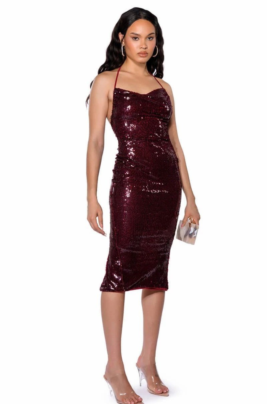 Sexy Dresses * | Wonderland Sequin Maxi Dress Burgundy