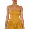 Mini Dresses * | Phoenix Faux Leather Strapless Mini Dress Caramel