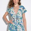 Mini Dresses * | That Girl Floral Romper Blue Multi