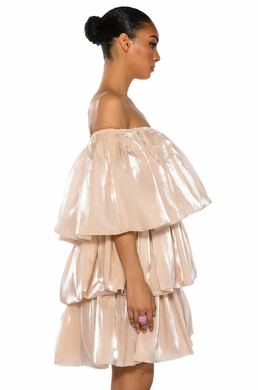 Party Dresses * | Fairy Dreams Chiffon Layered Mini Dress Cream