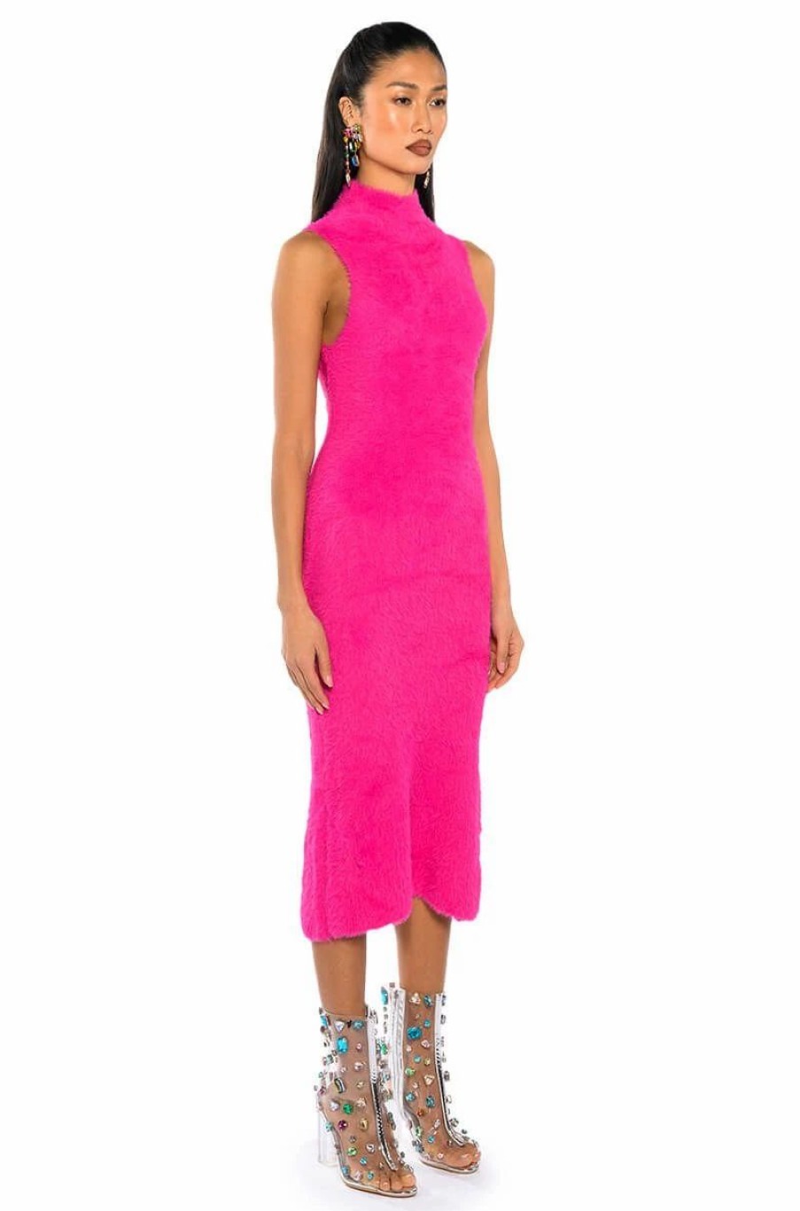 Sexy Dresses * | Ellory Textured Knit Maxi Dress Fuchsia