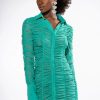 Mini Dresses * | Limelight Textured Long Sleeve Dress Green