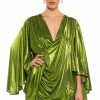 Sexy Dresses * | Fantasy Draped Metallic Mini Dress Green