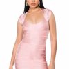 Mini Dresses * | Mila Cap Sleeve Soft Bandage Mini Dress In Pink